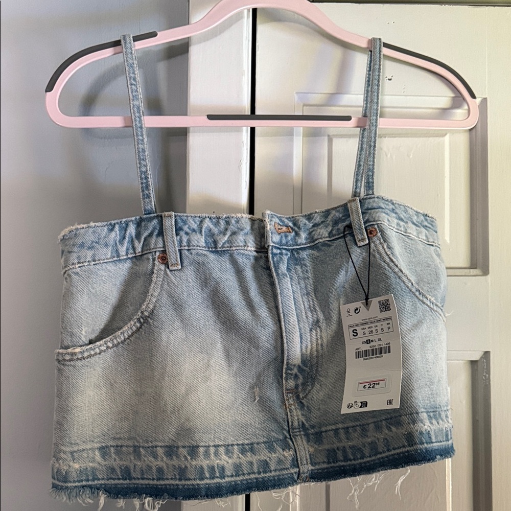 Denim Mini Skirt with Pockets